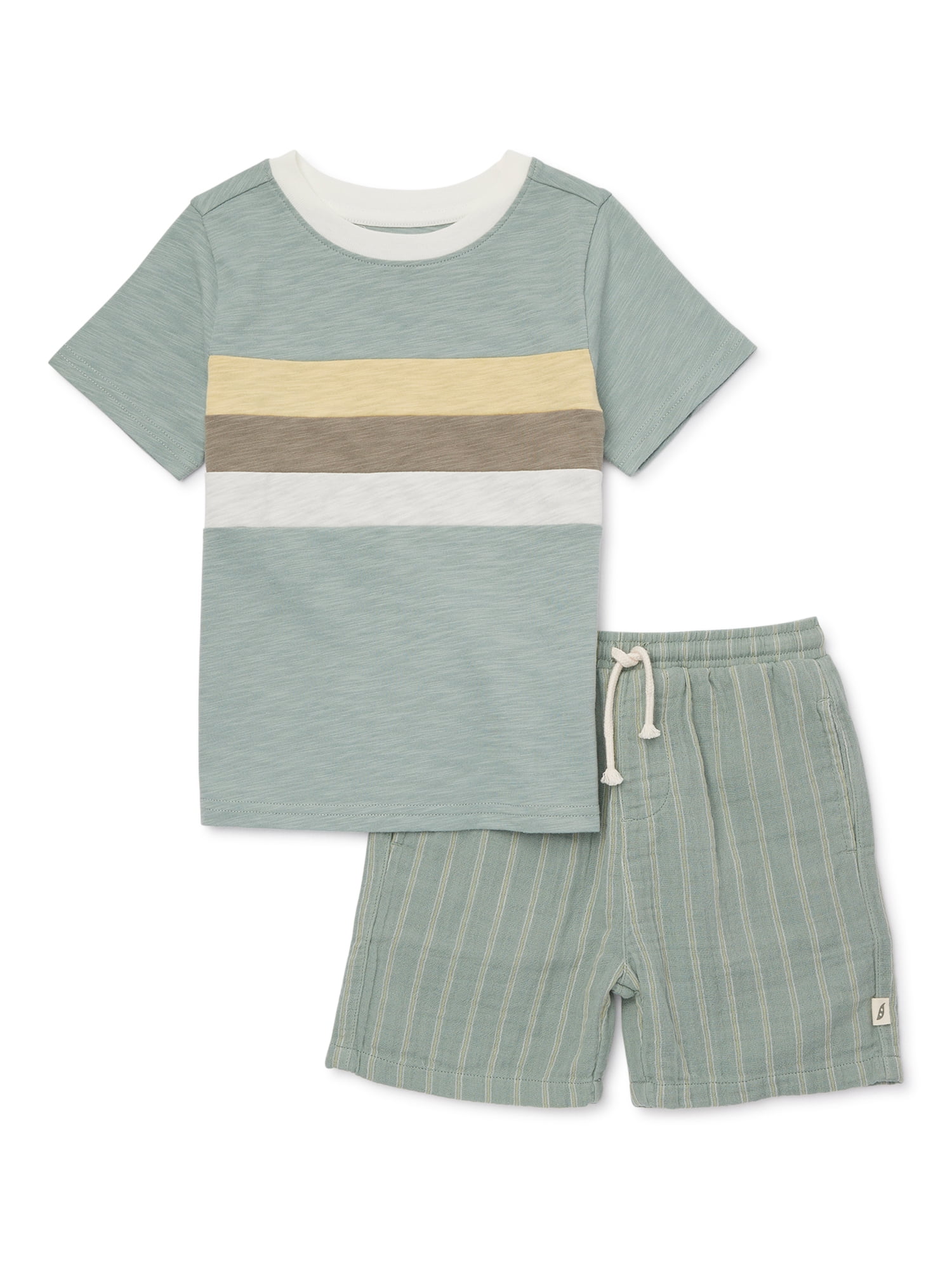 Toddler Boy 2-Piece Outfit - Printed Shirt & Shorts Set for Active Kids