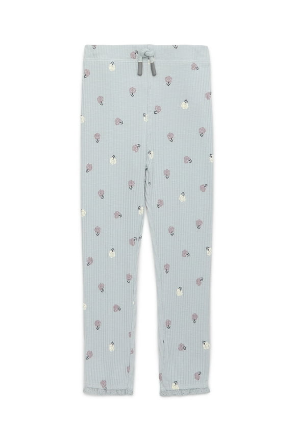 Toddler Girl Lace Hem Rib Leggings, Sizes 18M-5T