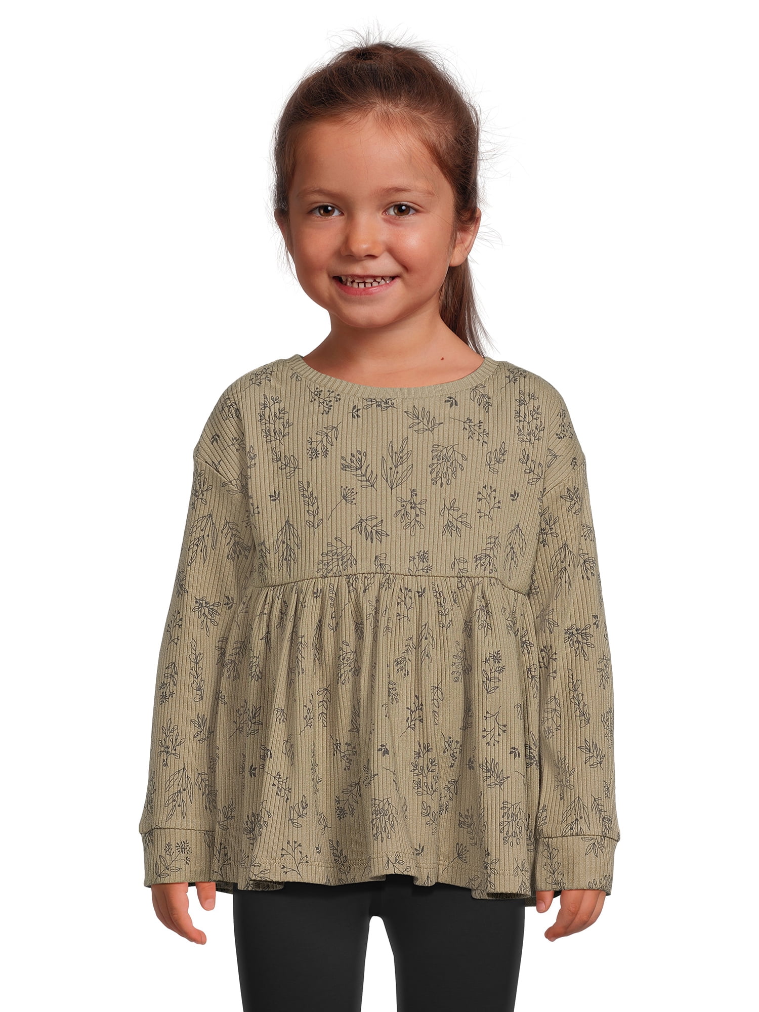 easy-peasy Toddler Girl Long Sleeve Babydoll Top, Sizes 12 Months-5T