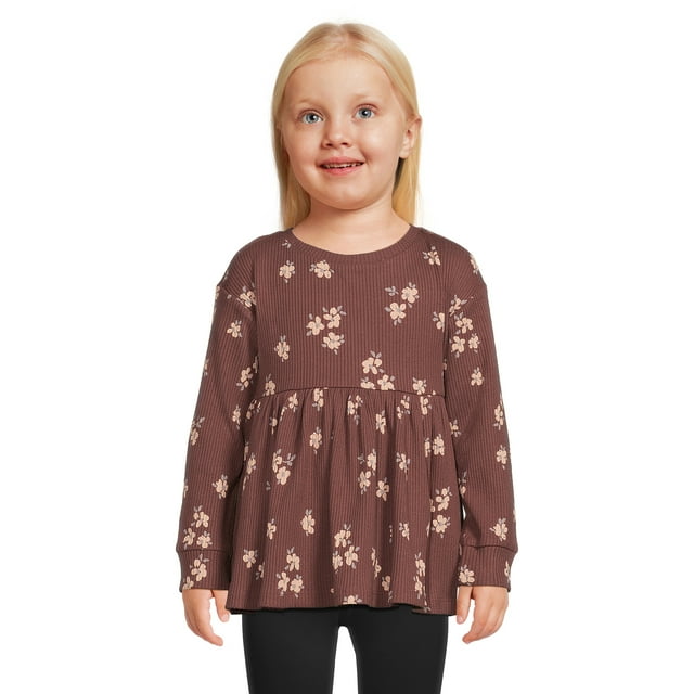 easypeasy Toddler Girl Long Sleeve Babydoll Top, Sizes 12 Months5T