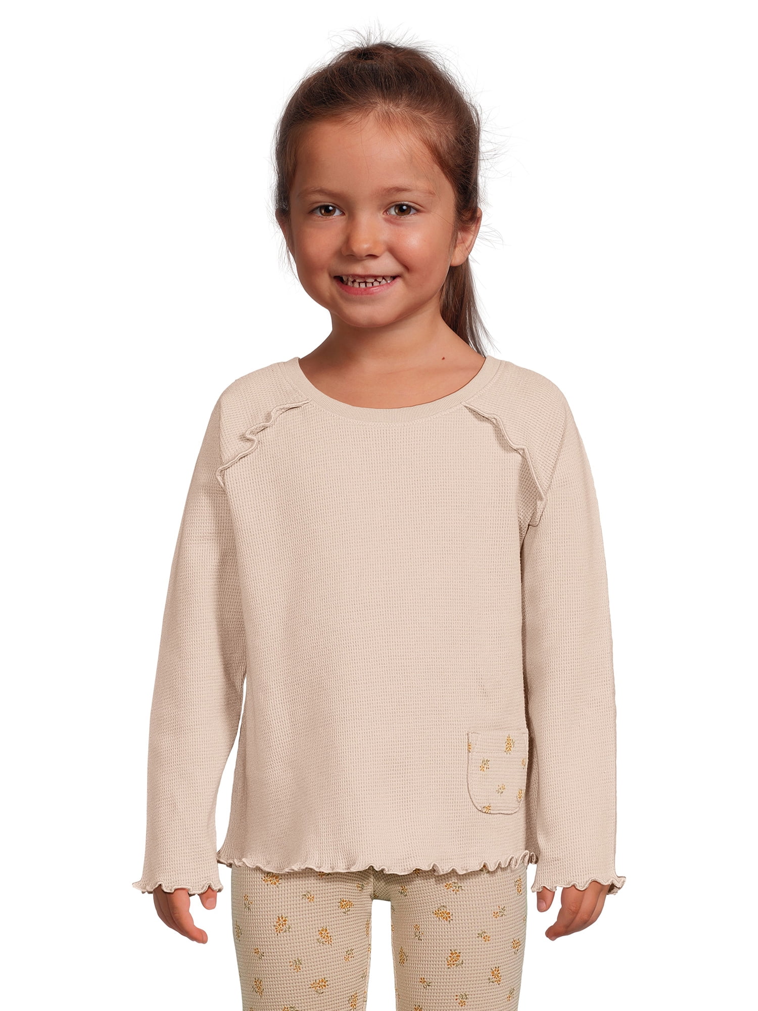 easypeasy Toddler Girl Long Sleeve Pocket TShirt, Sizes 12 Months5T