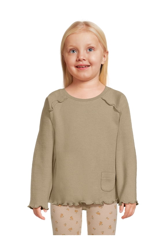 Toddler Girl Long Sleeve Pocket T-Shirt, Sizes 12 Months-5T