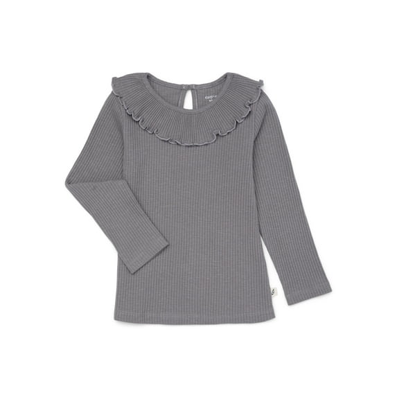 easy-peasy Toddler Girl Long Sleeve Rib Ruffle T-Shirt, Sizes 18M-5T