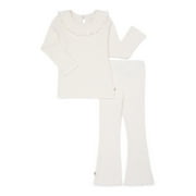 EASY PEASY easy-peasy Toddler Girl Long Sleeve Rib Ruffle T-Shirt, Sizes 18M-5T