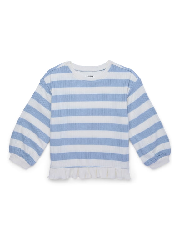 Toddler Girl Pullover Stripe Hacci Sweatshirt, Sizes 18M-5T