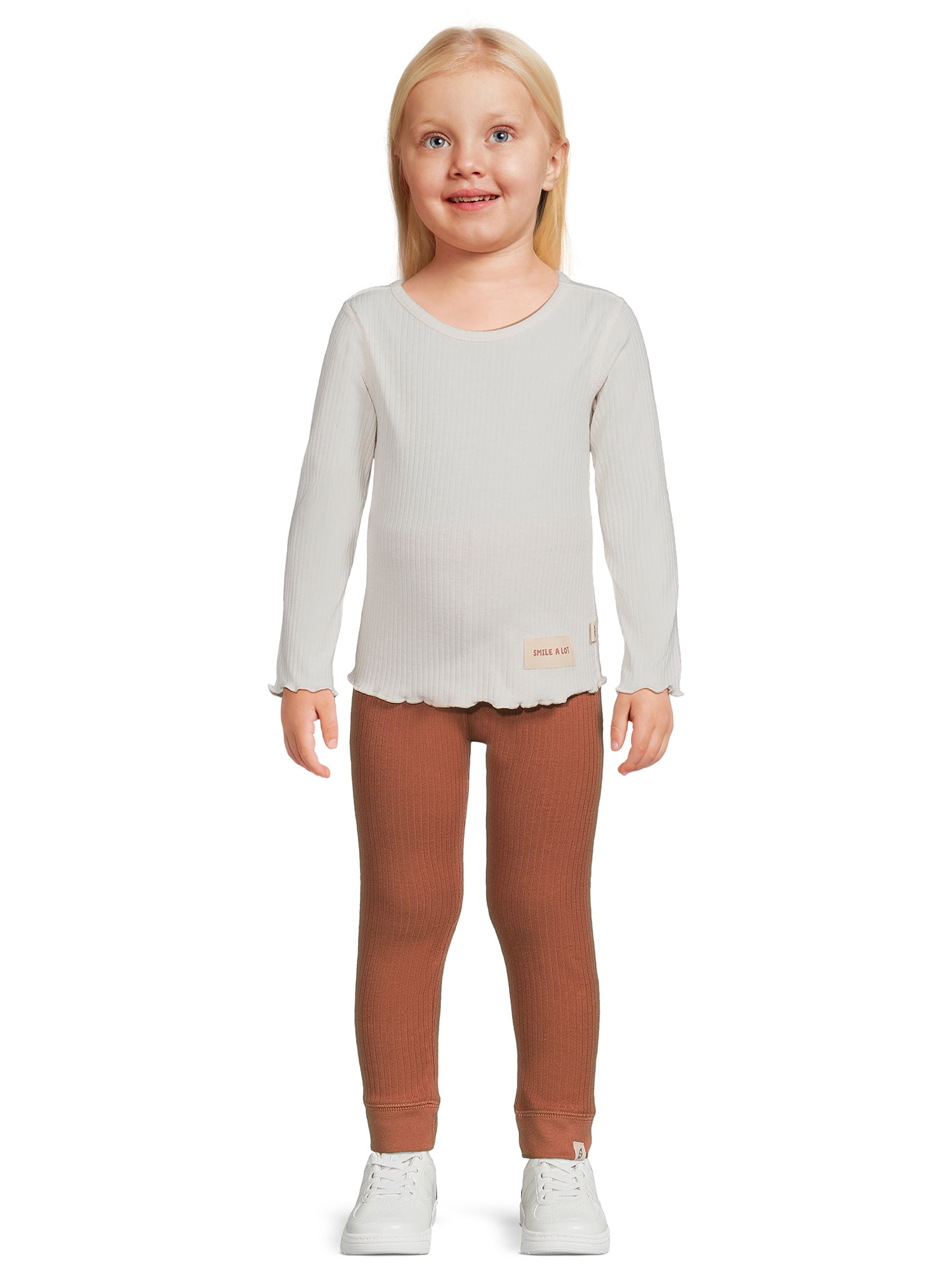 Girls Oatmeal Ribbed Cut Out Top & Flared Leggings Set (4-13yrs