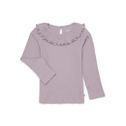 EASY PEASY easy-peasy Toddler Girl Long Sleeve Rib Ruffle T-Shirt, Sizes 18M-5T