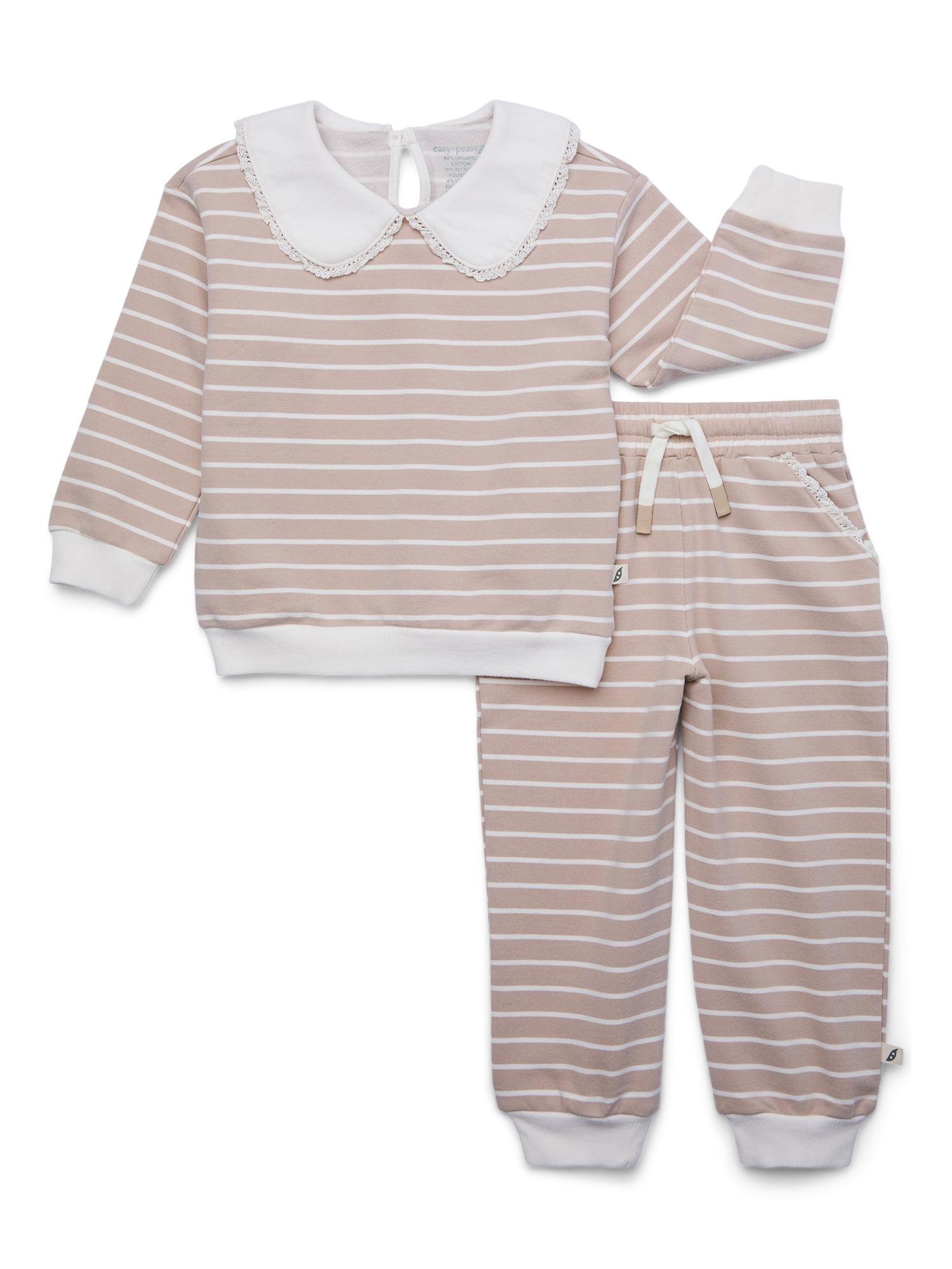 easy-peasy Toddler Girl Terry Sweatshirt and Joggers Outfit Set, 2-Piece, Sizes 18M-5T
