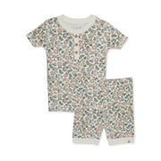 easy-peasy Toddler Unisex Organic Short Sleeve Top and Shorts Pajama Set, 2-Piece, Sizes 12M-5T