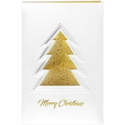 easykart labels 12 Christmas Greeting Cards with Gold Foiling Xmas & Embossing ,3D die-cut Christmas Tree ,6.75 x 4.5 with Seal Stickers For Friends, Family and loved Ones