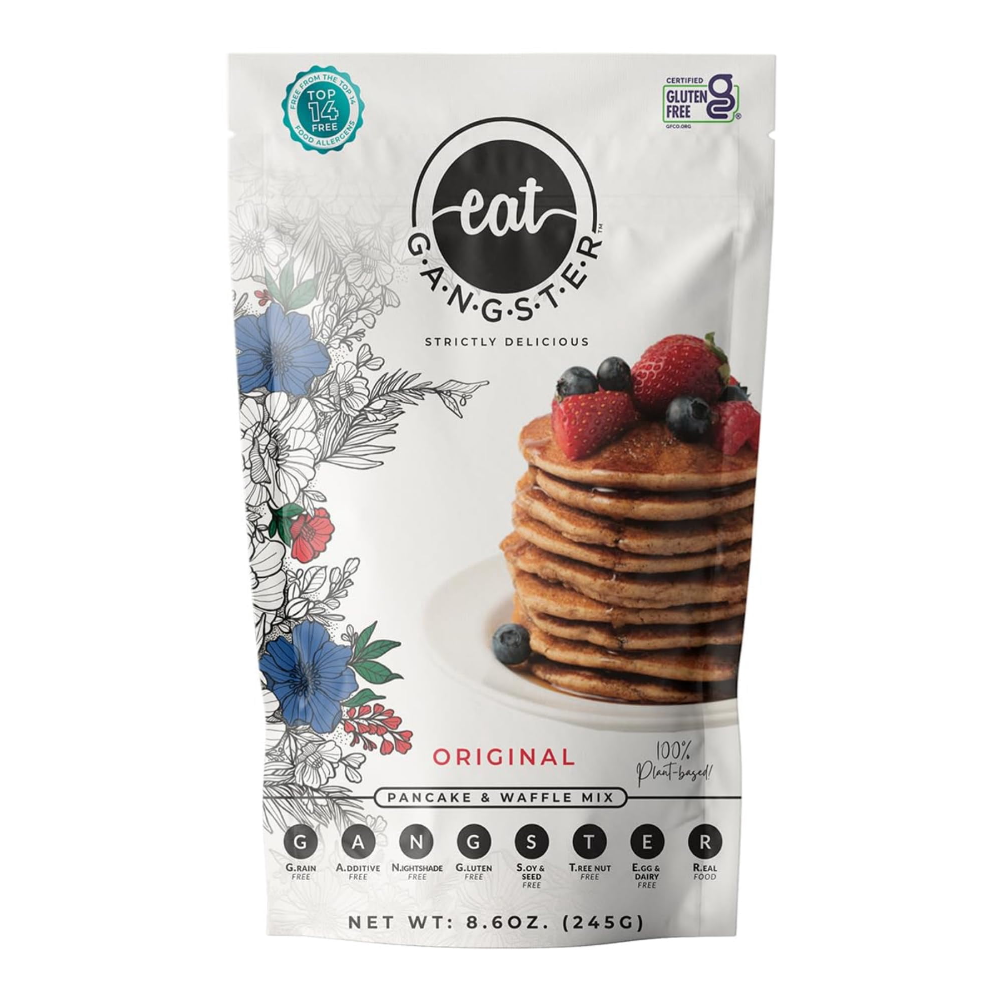Eat G.A.N.G.S.T.E.R. Vegan Pancake TSF6 & Waffle Mix - Allergy-Friendly Dairy - For Paleo & AIP
