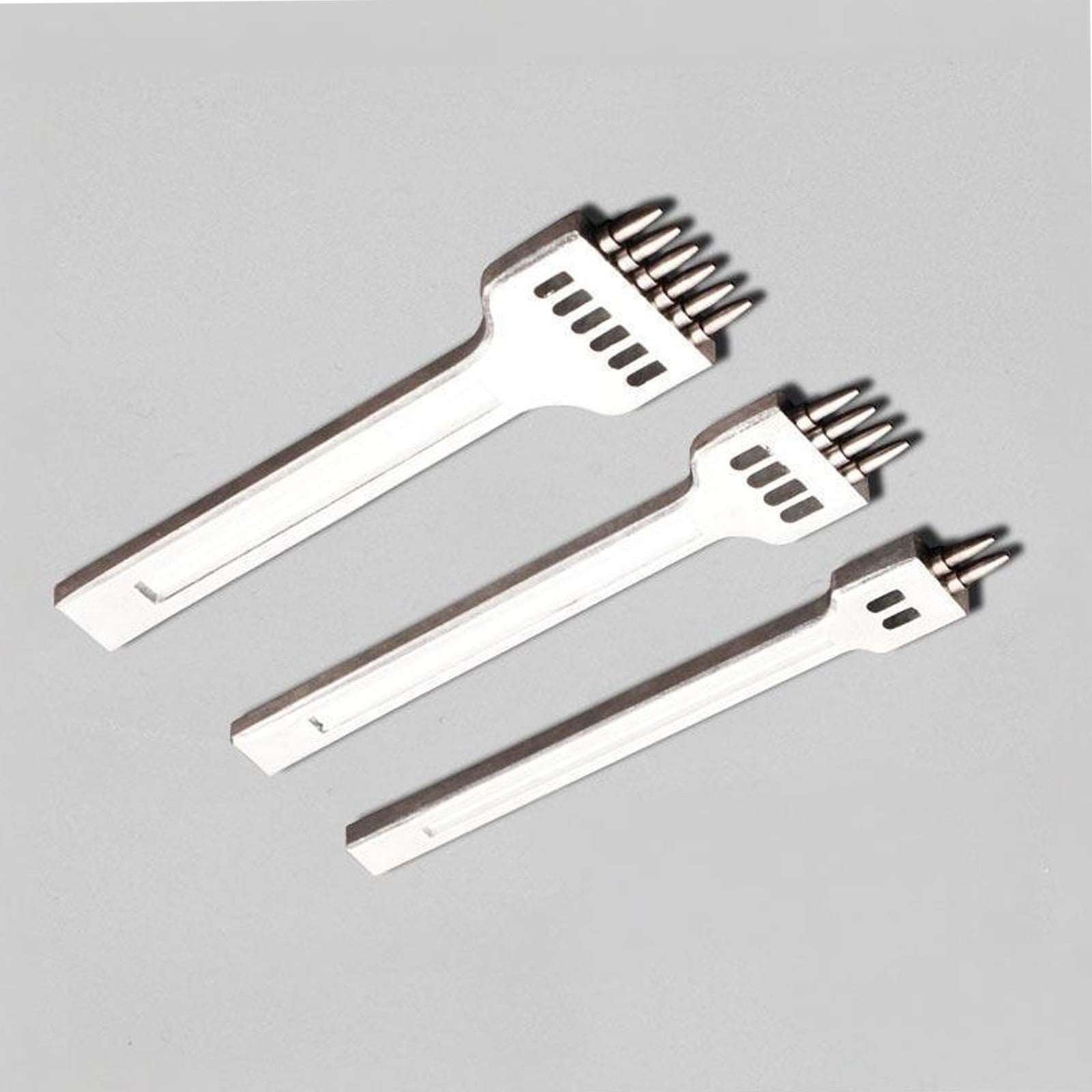 eather Round Hole Punch Chisel Set – 2/4/6 Prong Stitching Tools for DIY Leathercraft, Belts, Wallets & Bags (4mm Spacing, 3PCS Steel Set)