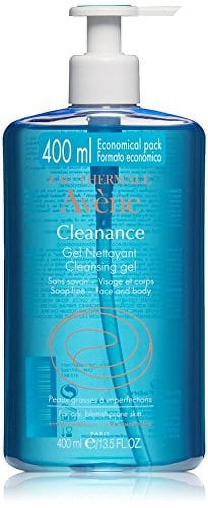 eau thermale avene cleanance cleansing gel soap free cleanser for acne  prone, oily, face & body, pump, 13.5 oz.