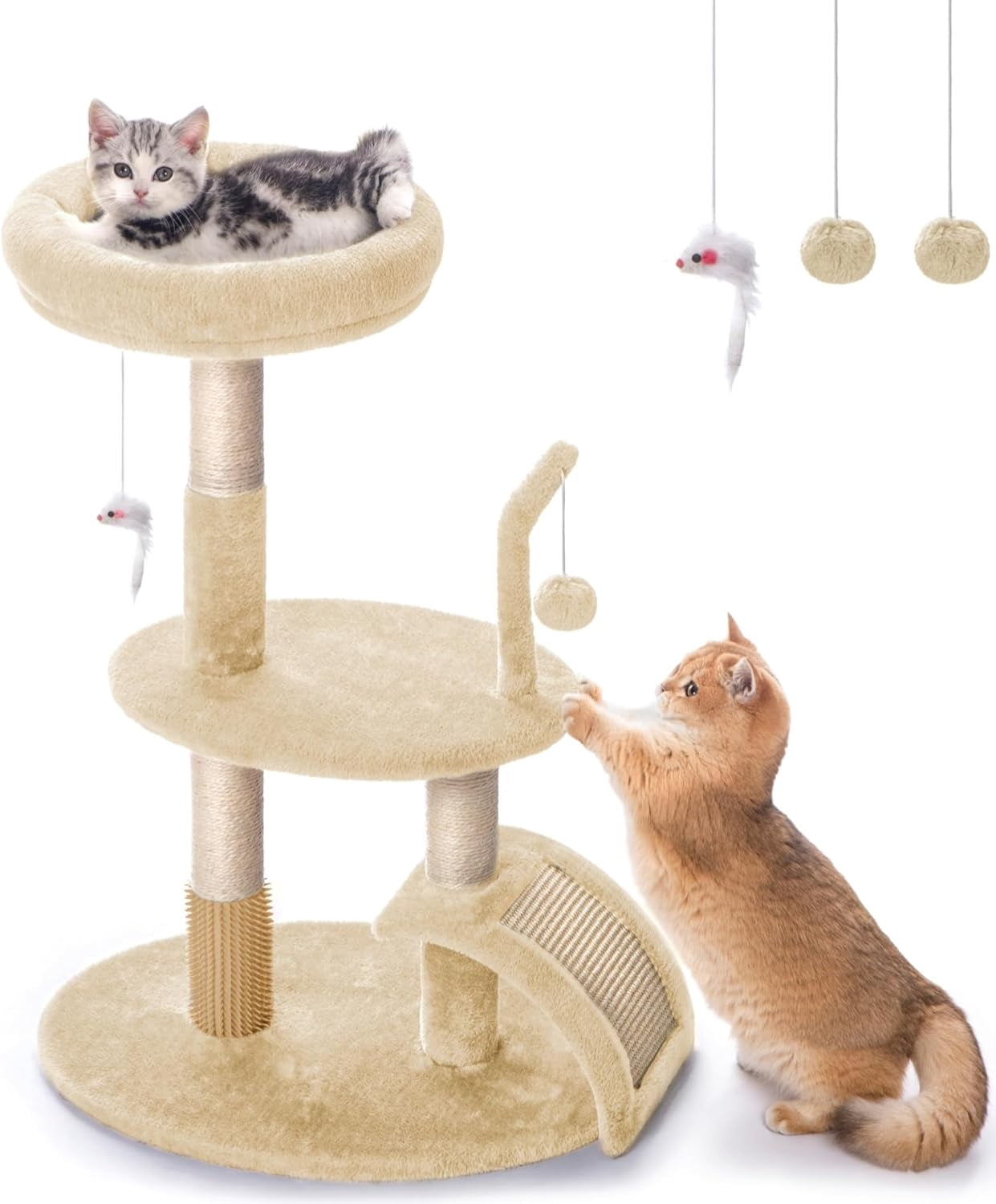 Scratch Ramp eaybglpoLarge Cat Tree Tower with Scratching Post, Modern Kitten Tower ...