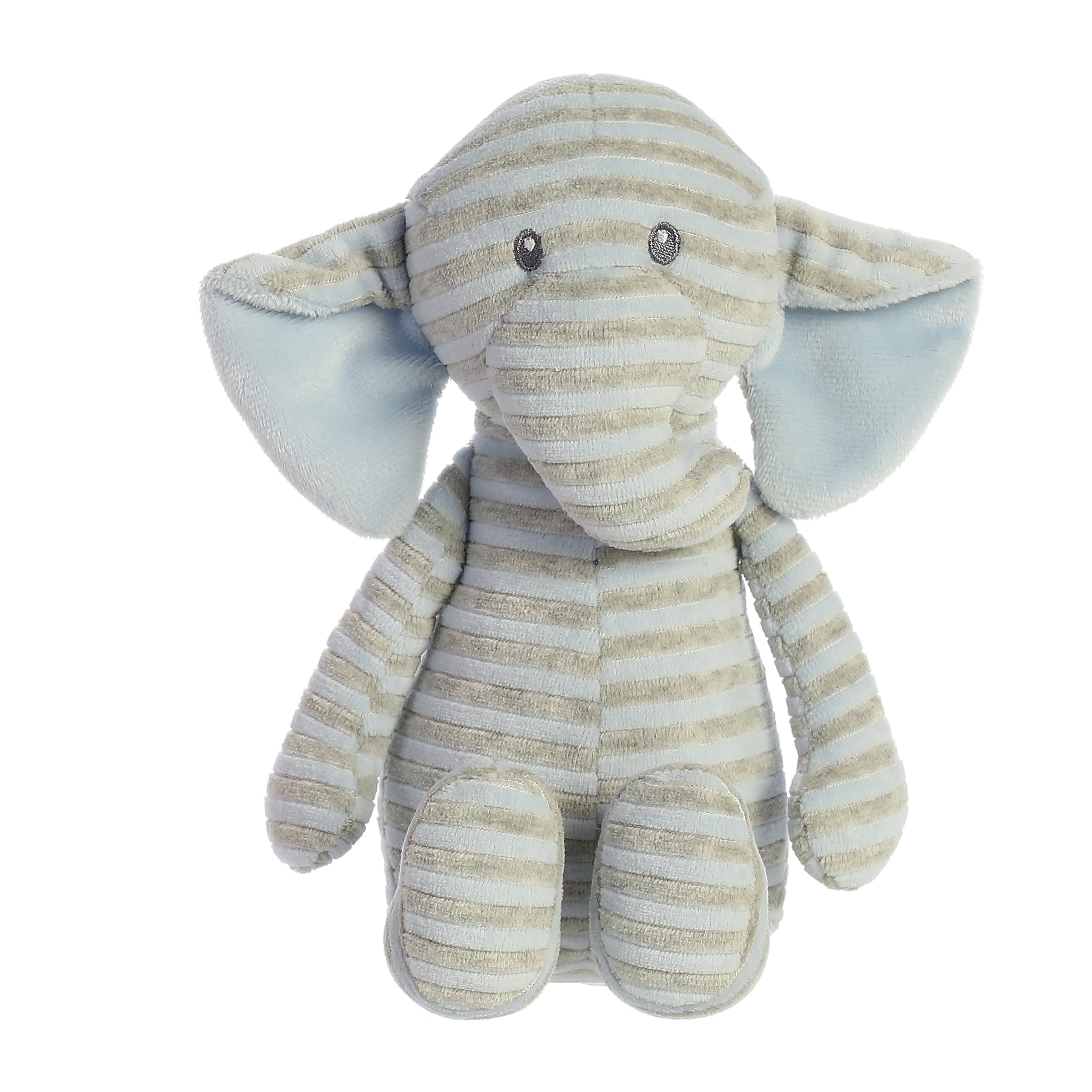 Aurora Ebba Natural Cotton Elephant Rattle - 6 Inch Baby Toy With Ring