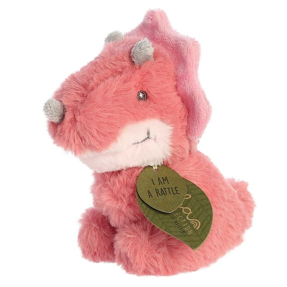ebba - Small Pink Eco Ebba - 5.5" Tai Tricera Rattle - Eco-Friendly Baby Stuffed Animal