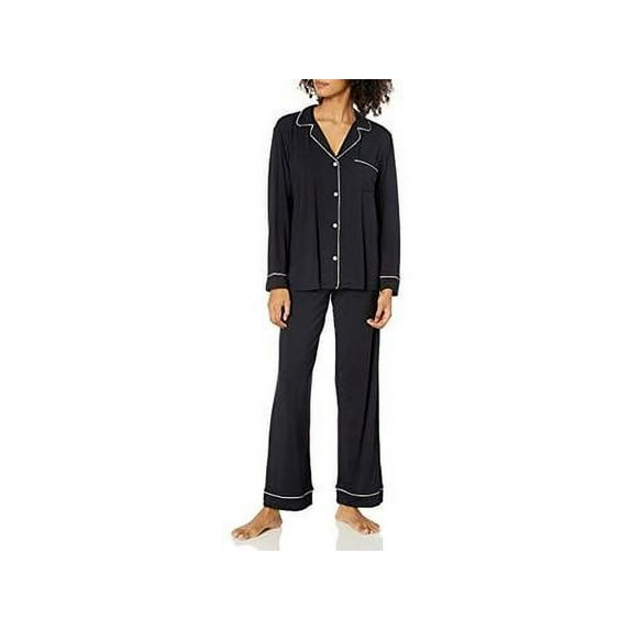 Eberjey Gisele Pajama Set Women's L Black Long Sleeves Elastic Waist ERK1017