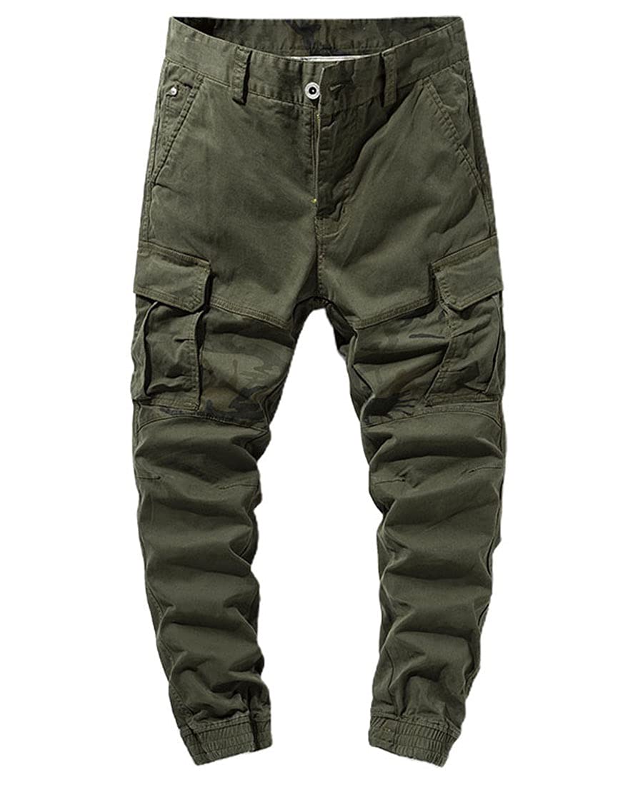 ebossy Mens Multi Pockets Cargo Pants Button Fly Military Combat