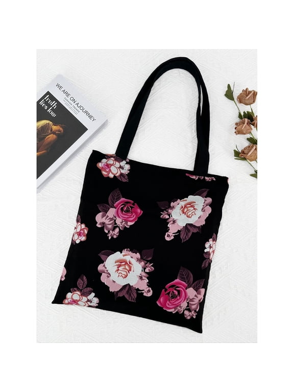 Canvas Tote Bag for Women Casual Print Handbag Big Capacity Shoulder Bag,Multicolored