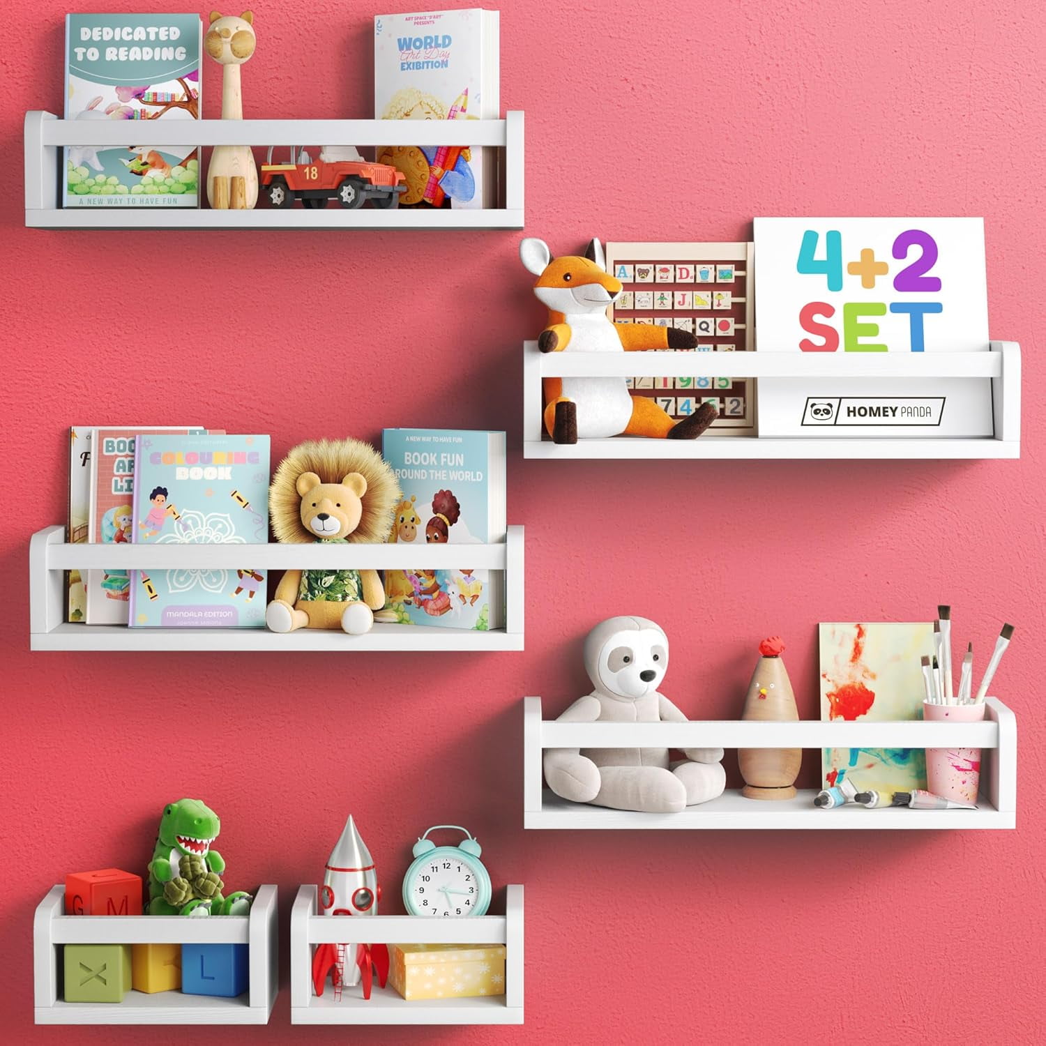 ebyiybnio DIY Floating Nursery Book Shelves for Wall +2 Wall Bookshelf ...