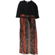 eci Womens Pattern Fit & Flare Dress, Red, Plus Size, 1X