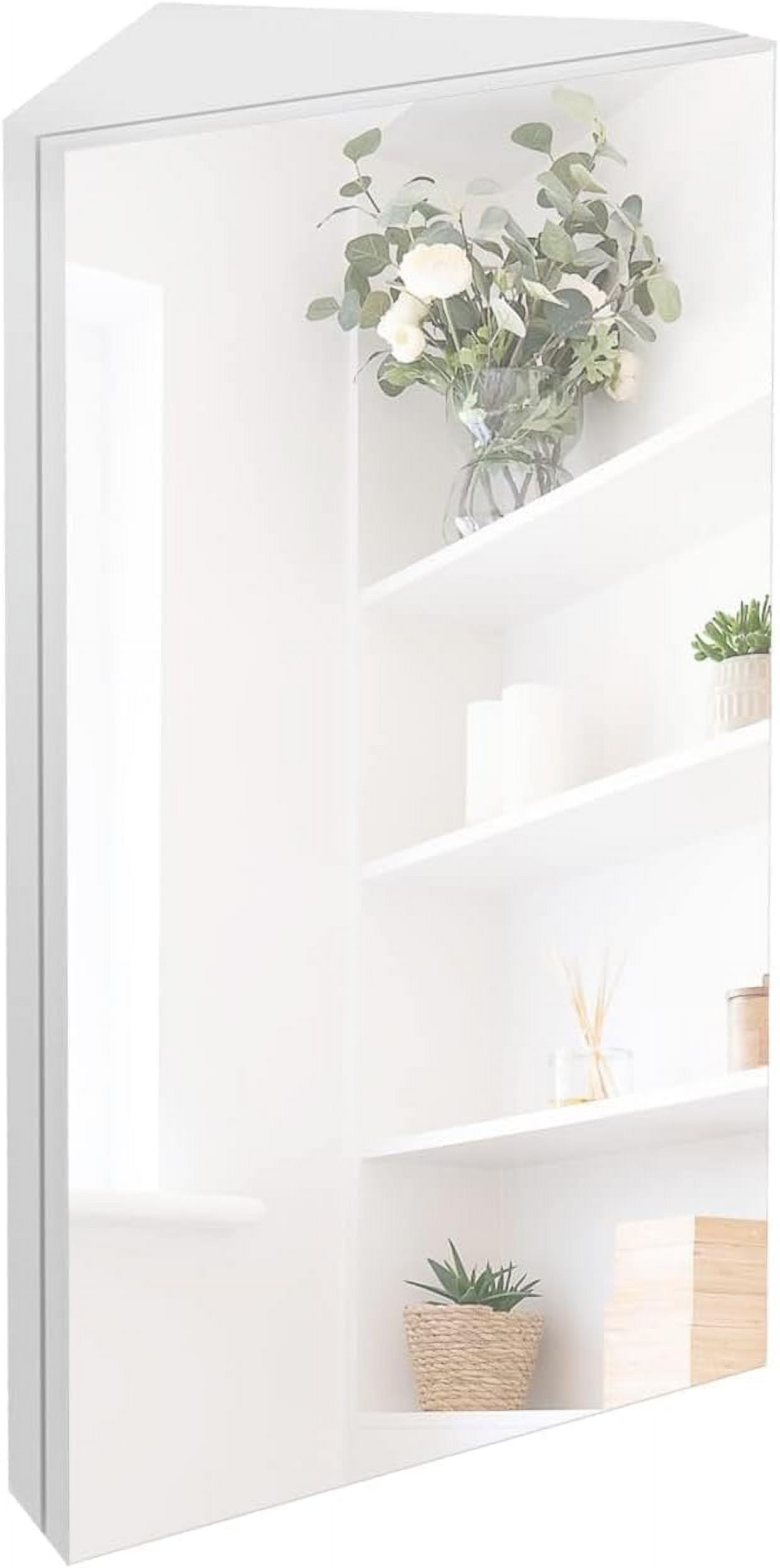 eclife 24" Bathroom Corner Medicine Cabinet W/Mirror, Single Door Bathroom White Wall Mount ...