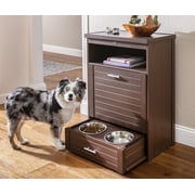 ecoFLEX Dog Food Pantry and Double Dog Bowl, Russet