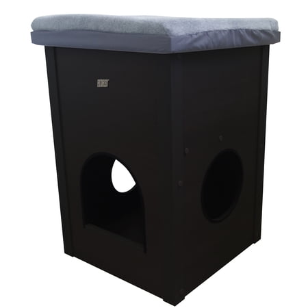 ecoFLEX Kitty Kube - Cat House with Scratch Pad, Espresso
