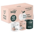thumbnail image 1 of ecoHiny Premium & Soft Bamboo Toilet Paper | 12 Mega Rolls, 3 Ply & 350 Sheets | Tree Free Toilet Tissues | Plastic Free Packaging, 1 of 8
