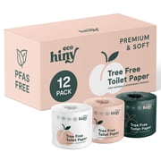 ecoHiny Premium & Soft Bamboo Toilet Paper | 12 Mega Rolls, 3 Ply & 350 Sheets | Tree Free Toilet Tissues | Plastic Free Packaging