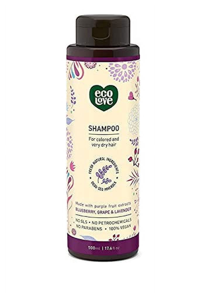 ecoLove - Natural Sulfate Free Shampoo, Chemical Free, Vegan & Cruelty Free Shampoo for Color Treated Hair, Very Dry & Damaged Hair, Organic Lavender shampoo, No SLS or Parabens, 17.6 oz