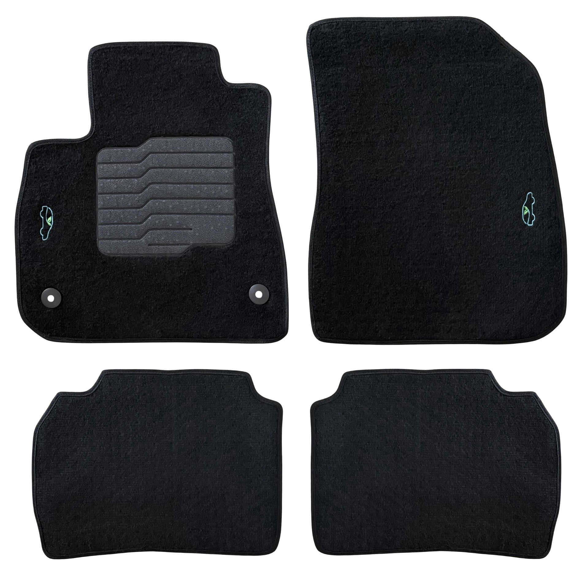 ecoMats Carpet Floor Mats Fit for 2016 to 2025 Chevrolet Malibu, with Driver Non-Slip Heel Pad and Safety Locks, Front and Rear, Black