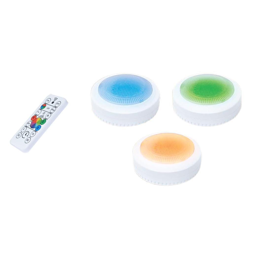 White Matte Multicolor LED Puck Lights with Remote Control