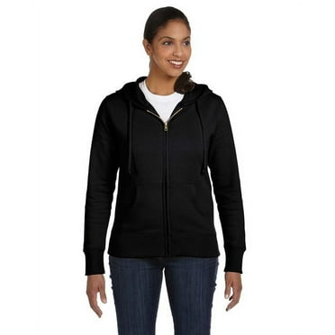 econscious Ladies' Organic/Recycled Full-Zip Hooded Sweatshirt - BLACK - XL