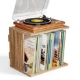 thumbnail image 1 of Honiway Vinyl Storage, Turntable Wall Mount for 80-100 Albums, 3-Compartment Holder, Carbonized Black, 1 of 7