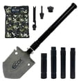 thumbnail image 1 of ecox Folding Shovel Survival Multitool for Camping Outdoors Shovel 4 Body Screwdriver Knife Saw Whistle Starter Can Opener Glass Shatterer all in one tool, 1 of 4