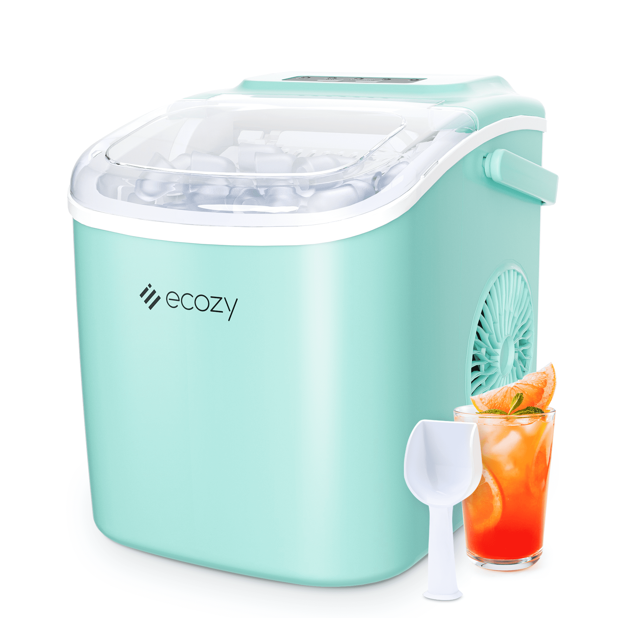 ecozy Portable Ice Maker Countertop, 9 Cubes Ready in 6 Mins, 26 lbs in 24  Hours, Self-Cleaning Ice Maker Machine with Ice Bags/Standing Ice Scoop/Ice