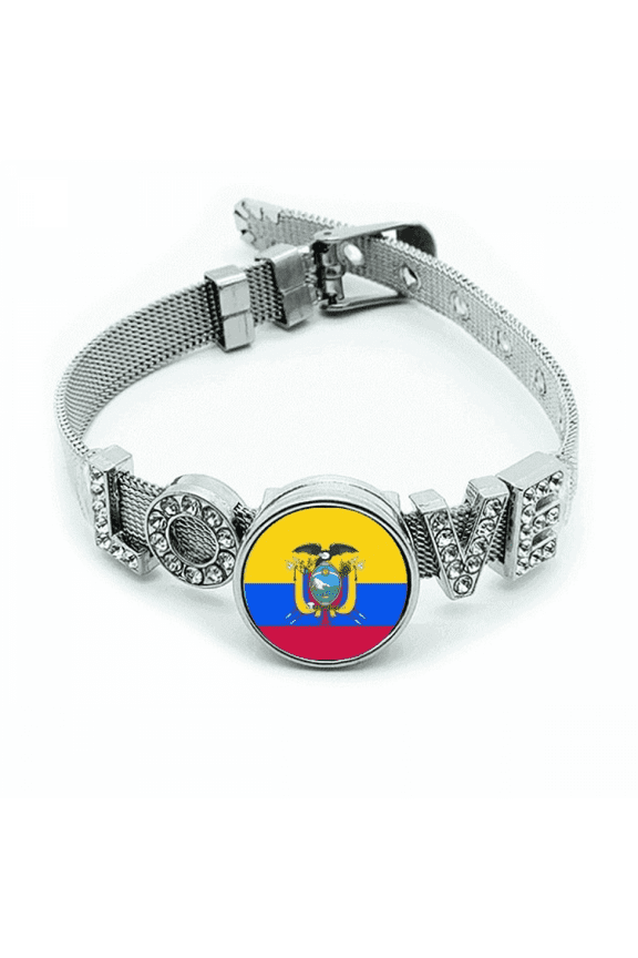 ecuador national flag south amecountry bracelet wristband crystal love adjustable bangle