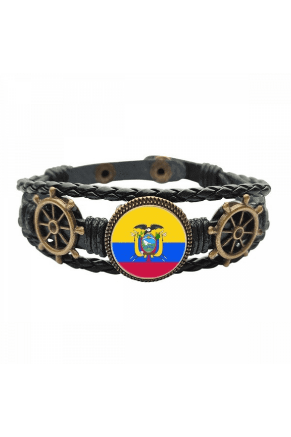 ecuador national flag south amecountry leather braided ocean bracelet wristband