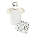 thumbnail image 1 of eczipvz 18-24 Months Girl Clothing Infant Girl Clothes Romper Shorts Set Floral Summer Outfits Cute Baby Clothes Girl Beige,0-3 Months, 1 of 5