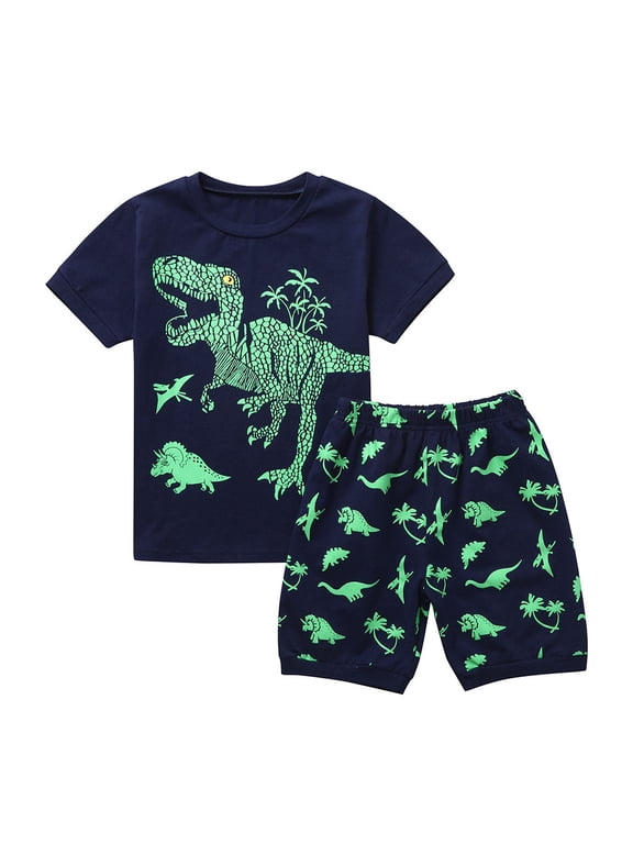 3 Year Old Boy Clothes Toddler Boy Clothes Boys Summer Outfits Cotton Short Sleeve T-Shirt & Shorts Set Navy 3-4 Years