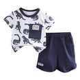 thumbnail image 1 of eczipvz 3t Summer Clothes Boy Toddler Baby Boy Clothes Shorts Set Dinosaur Print Shirt Short Sleeve Top Solid Shorts Summer Outfit Navy 4-5 Years, 1 of 4