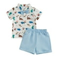 thumbnail image 1 of eczipvz 3t Summer Clothes Boy Toddler Baby Boy Clothes Shorts Set Dinosaur Print Shirt Short Sleeve Top Solid Shorts Summer Outfit Sky Blue 3-4 Years, 1 of 6