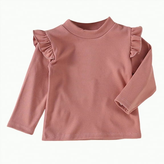 eczipvz 4t Girls Shirts Girls Ruffle Long Sleeve Shirts Kids Crewneck Tee Tops Casual Cute Fall Blouse(J,12-18 Months)