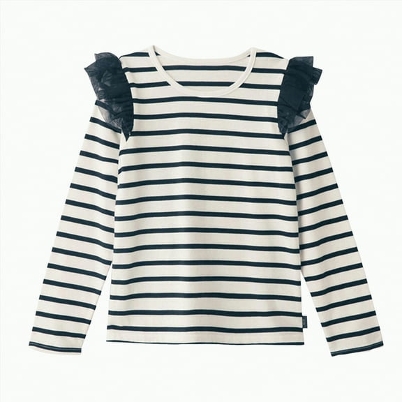 eczipvz 4t Girls Shirts Girls and Toddlers' Long Sleeve Ruffle T-Shirt(Black,10-12 Years)