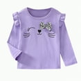 thumbnail image 1 of eczipvz 4t Girls Shirts Girls and Toddlers' Long Sleeve Ruffle T-Shirt(Purple,3-4 Years), 1 of 4
