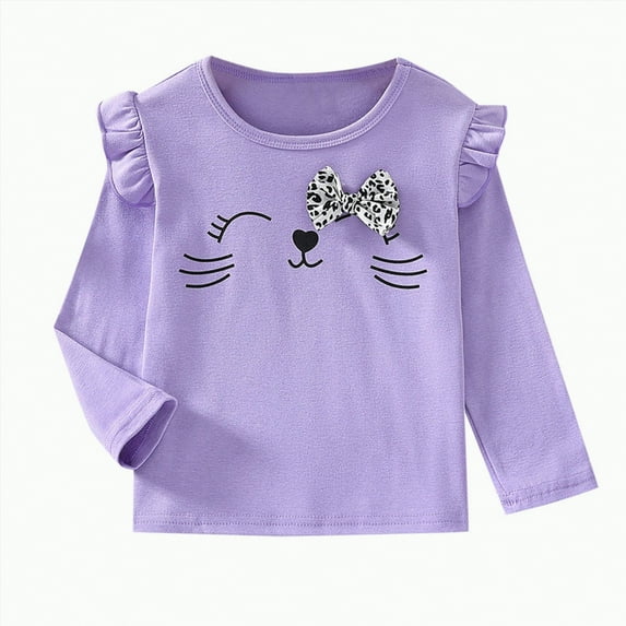 eczipvz 4t Girls Shirts Girls and Toddlers' Long Sleeve Ruffle T-Shirt(Purple,3-4 Years)