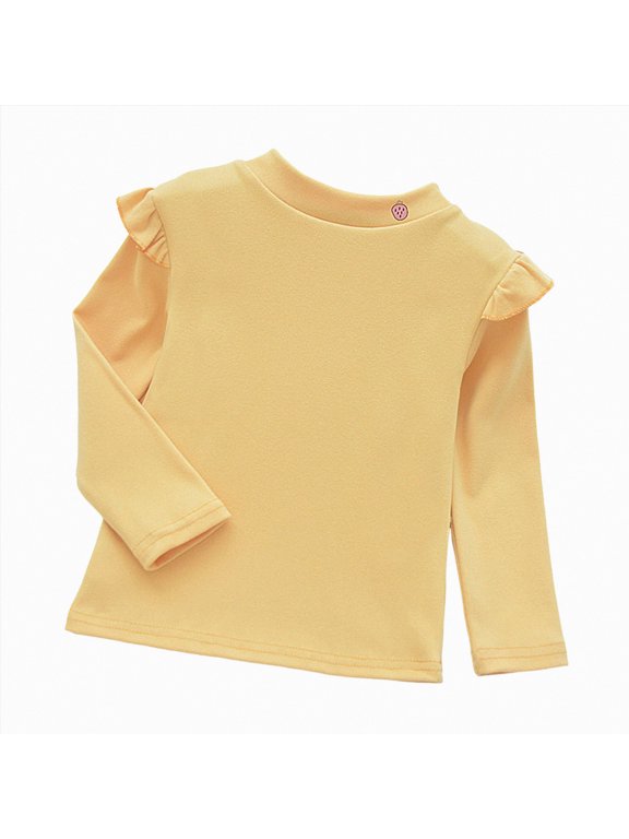 4t Girls Shirts Shirts for Girls Long Sleeve Casual Loose Fit Tunic Tops Solid Blouses(Yellow,4-5 Years)