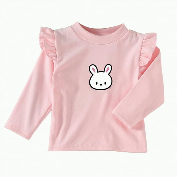eczipvz 4t Girls Shirts Toddler Baby Girls Long Sleeve Ruffle T Shirt Kids Casual Plain Solid Top Blouse T-Shirt Undershirt(E,6-12 Months)