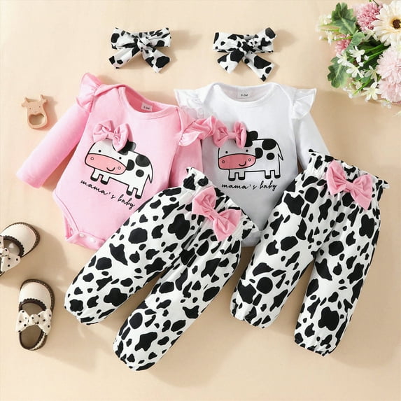 eczipvz 9-12 Month Girl Clothes Girl Clothes Romper Pants Set Floral Fall Outfits Cute Baby Clothes Girl(White,6-9 Months)